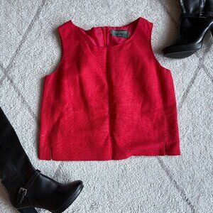 Vintage Red Structured Sleeveless Top Petite Classic 90s Minimalist Style
